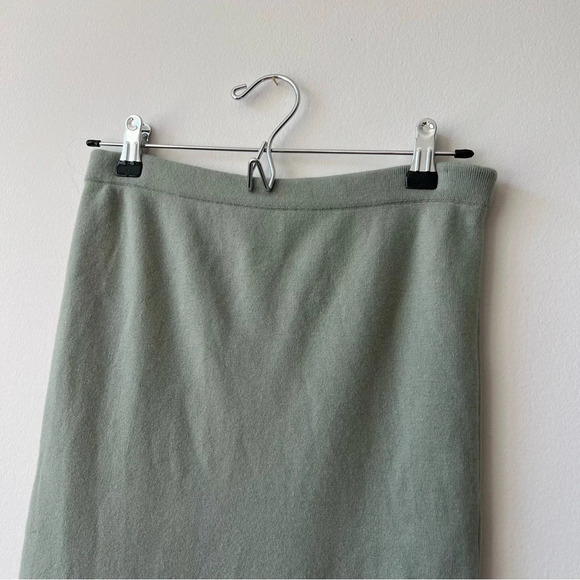alice + olivia Leo Side Slit Wool Blend Sweater Midi Skirt Sage Green - Picture 6 of 10